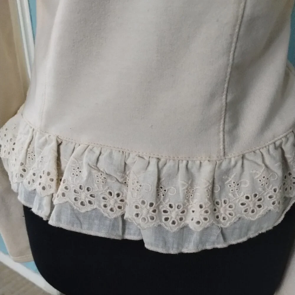 Xhilaration Off-White Blazer w/ Lace Floral Details - Picture 3 of 6